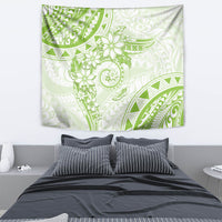Polynesian Pattern With Plumeria Flowers Tapestry Lime Green