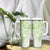 Lime Green Polynesian Pattern With Plumeria Flowers Tumbler With Handle