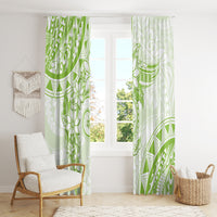Polynesian Pattern With Plumeria Flowers Window Curtain Lime Green