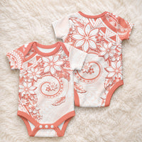 Polynesian Pattern With Plumeria Flowers Baby Onesie Orange Peach LT05 - Polynesian Pride