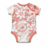 Polynesian Pattern With Plumeria Flowers Baby Onesie Orange Peach LT05 - Polynesian Pride