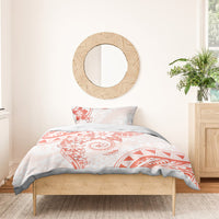 Polynesian Pattern With Plumeria Flowers Bedding Set Orange Peach