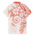Polynesian Pattern With Plumeria Flowers Family Matching Mermaid Dress and Hawaiian Shirt Orange Peach