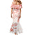 Polynesian Pattern With Plumeria Flowers Family Matching Mermaid Dress and Hawaiian Shirt Orange Peach