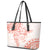 Polynesian Pattern With Plumeria Flowers Leather Tote Bag Orange Peach