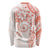 Polynesian Pattern With Plumeria Flowers Long Sleeve Shirt Orange Peach