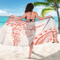 Polynesian Pattern With Plumeria Flowers Sarong Orange Peach