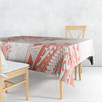 Polynesian Pattern With Plumeria Flowers Tablecloth Orange Peach