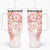 Orange Peach Polynesian Pattern With Plumeria Flowers Tumbler With Handle