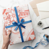 Polynesian Pattern With Plumeria Flowers Wrapping Paper Orange Peach - Polynesian Pride