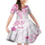 Polynesian Pattern With Plumeria Flowers Family Matching Mermaid Dress and Hawaiian Shirt Pink