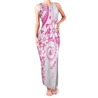 Polynesian Pattern With Plumeria Flowers Family Matching Tank Maxi Dress and Hawaiian Shirt Pink