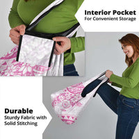 Polynesian Pattern With Plumeria Flowers Grocery Bag Pink