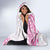 Polynesian Pattern With Plumeria Flowers Hooded Blanket Pink