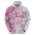 Polynesian Pattern With Plumeria Flowers Hoodie Pink