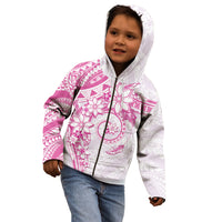 Polynesian Pattern With Plumeria Flowers Kid Hoodie Pink