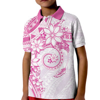 Polynesian Pattern With Plumeria Flowers Kid Polo Shirt Pink