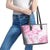 Polynesian Pattern With Plumeria Flowers Leather Tote Bag Pink