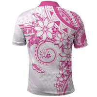 Polynesian Pattern With Plumeria Flowers Polo Shirt Pink