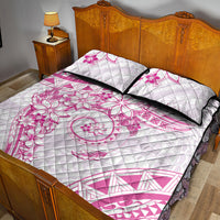 Polynesian Pattern With Plumeria Flowers Quilt Bed Set Pink