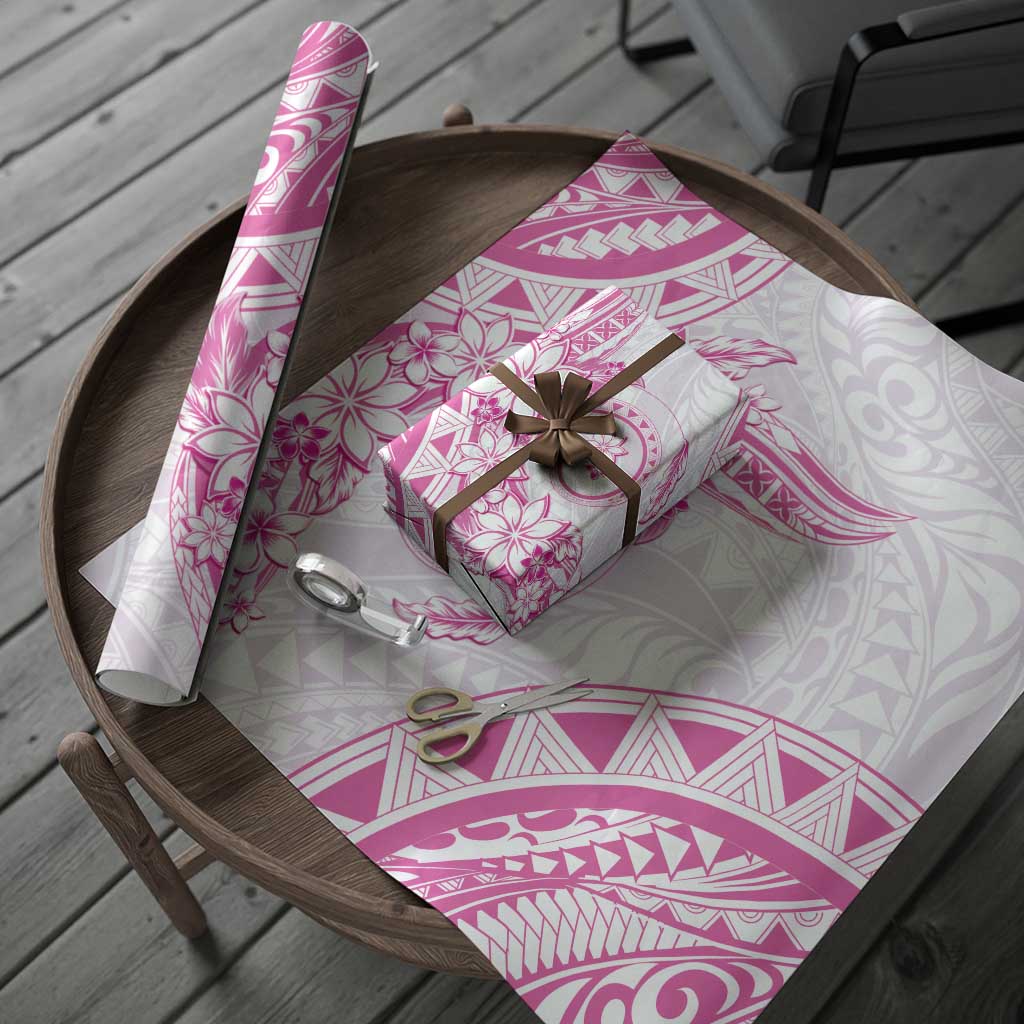 Polynesian Pattern With Plumeria Flowers Wrapping Paper Pink - Polynesian Pride