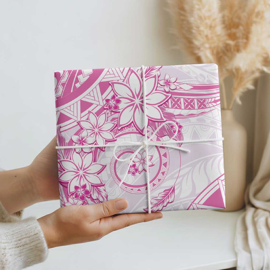Polynesian Pattern With Plumeria Flowers Wrapping Paper Pink - Polynesian Pride