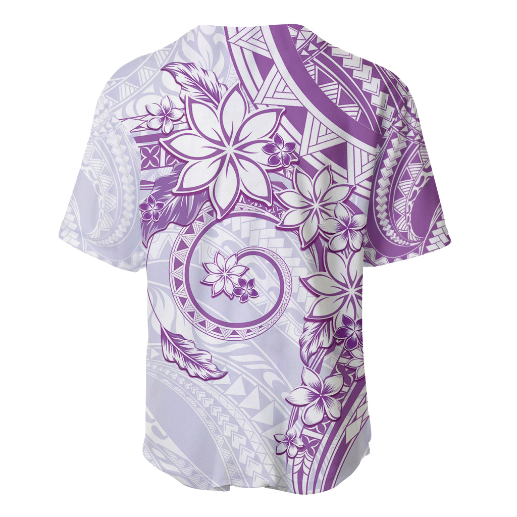 Polynesian Pattern With Plumeria Flowers Baseball Jersey Purple