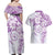 Polynesian Pattern With Plumeria Flowers Couples Matching Off Shoulder Maxi Dress and Hawaiian Shirt Purple