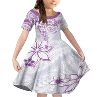 Polynesian Pattern With Plumeria Flowers Family Matching Mermaid Dress and Hawaiian Shirt Purple