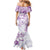 Polynesian Pattern With Plumeria Flowers Family Matching Mermaid Dress and Hawaiian Shirt Purple