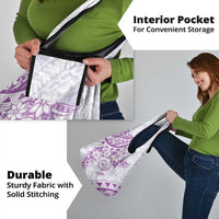 Polynesian Pattern With Plumeria Flowers Grocery Bag Purple