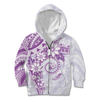 Polynesian Pattern With Plumeria Flowers Kid Hoodie Purple