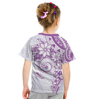 Polynesian Pattern With Plumeria Flowers Kid T Shirt Purple
