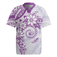 Polynesian Pattern With Plumeria Flowers Rugby Jersey Purple