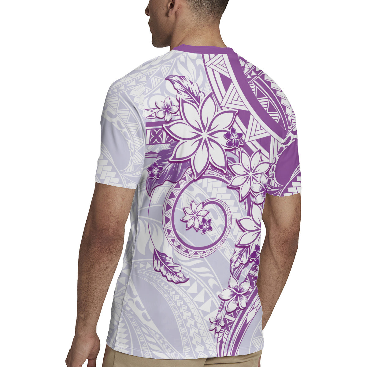 Polynesian Pattern With Plumeria Flowers Rugby Jersey Purple