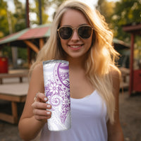 Purple Polynesian Pattern With Plumeria Flowers Skinny Tumbler