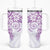 Purple Polynesian Pattern With Plumeria Flowers Tumbler With Handle