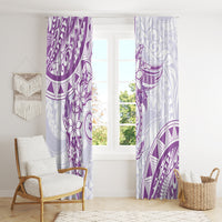 Polynesian Pattern With Plumeria Flowers Window Curtain Purple