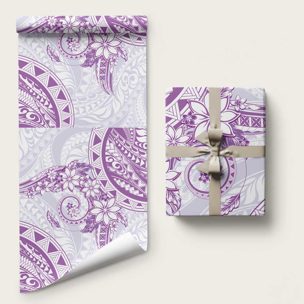 Polynesian Pattern With Plumeria Flowers Wrapping Paper Purple - Polynesian Pride