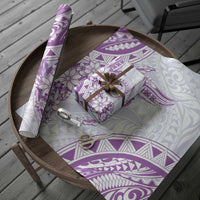 Polynesian Pattern With Plumeria Flowers Wrapping Paper Purple - Polynesian Pride