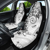 Polynesian Pattern With Plumeria Flowers Car Seat Cover White