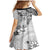 Polynesian Pattern With Plumeria Flowers Family Matching Mermaid Dress and Hawaiian Shirt White