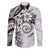 Polynesian Pattern With Plumeria Flowers Family Matching Tank Maxi Dress and Hawaiian Shirt White