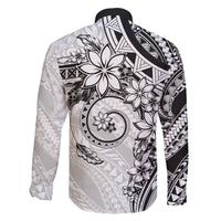 Polynesian Pattern With Plumeria Flowers Family Matching Tank Maxi Dress and Hawaiian Shirt White