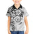 Polynesian Pattern With Plumeria Flowers Family Matching Tank Maxi Dress and Hawaiian Shirt White