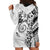 Polynesian Pattern With Plumeria Flowers Hoodie Dress White