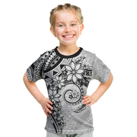 Polynesian Pattern With Plumeria Flowers Kid T Shirt White