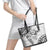 Polynesian Pattern With Plumeria Flowers Leather Tote Bag White