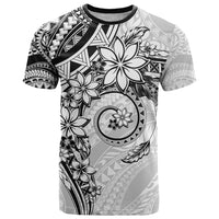 Polynesian Pattern With Plumeria Flowers T Shirt White