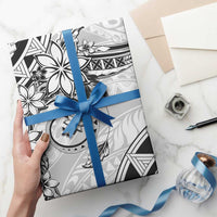 Polynesian Pattern With Plumeria Flowers Wrapping Paper White - Polynesian Pride